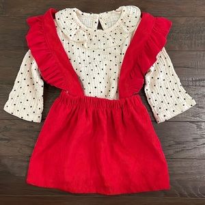 Baby Girl Red Corduroy Overall Skirt Outfit 12m